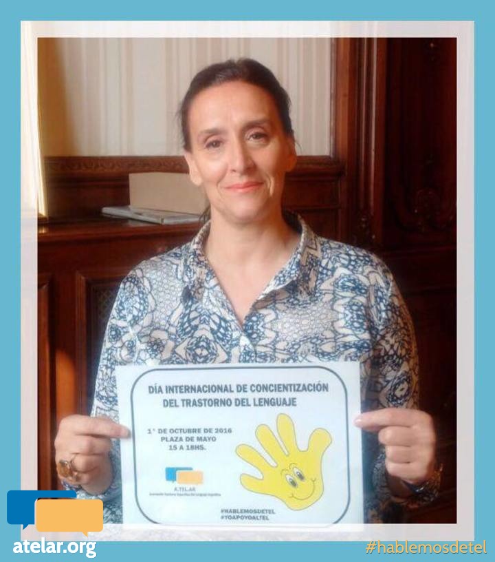 Gabriela Michetti difundiendo el Día Internacional de Concientización del Trastorno del Lenguaje